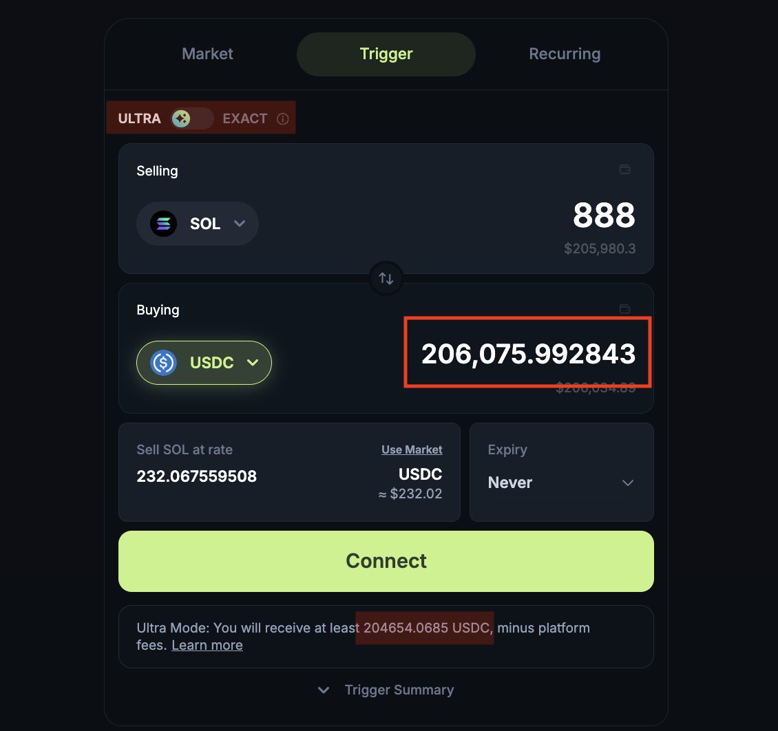 pioug's tweet photo. @JupiterExchange Please disable ULTRA mode by default for trigger/limit orders, or at least make the setting persistent. I keep getting burned, feels like a poor design decision 🥲 https://t.co/By1gRw9TgS