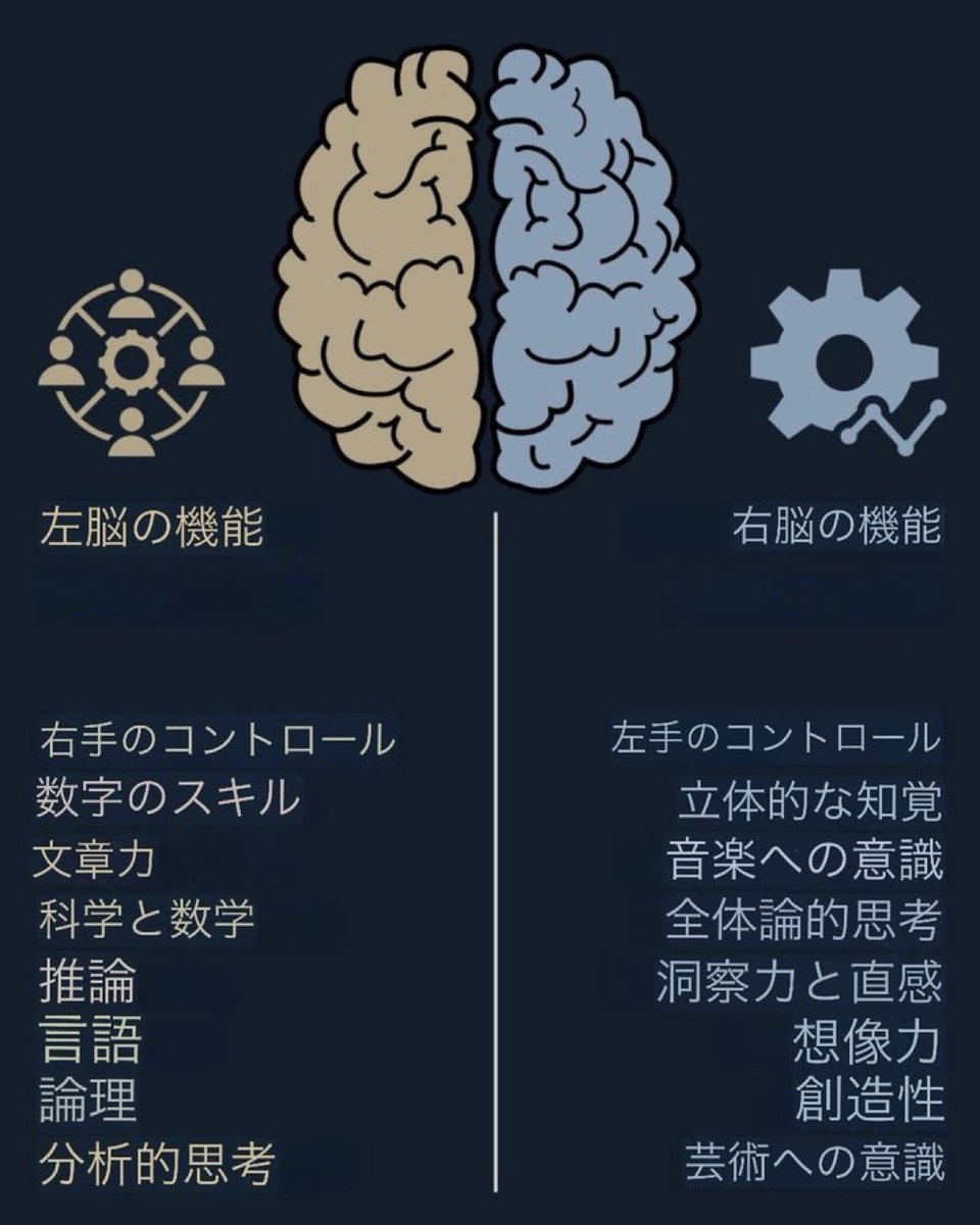 ご存知ですか？左脳と右脳の違いです。