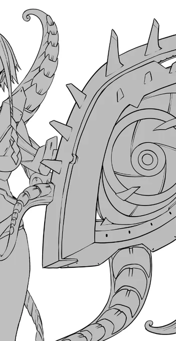 怪獣娘、wip 普通の服のように構造がいまいち把握しきれてないので巫女服描くの大変やったけど楽しかった(資料集めに時間かかったというか)