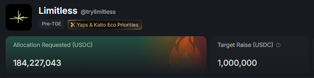 속보) <a href="/trylimitless/">Limitless</a> 청약 18,400% 달성

2시간 조금 안되게 남았는데..
아마도 190M은 그냥 넘지 않을까 싶네요..

마지막 스퍼트 달리면 20,000%도 가능할지도?

진짜 Limitless 성장세가 날이갈수록 무섭네요..