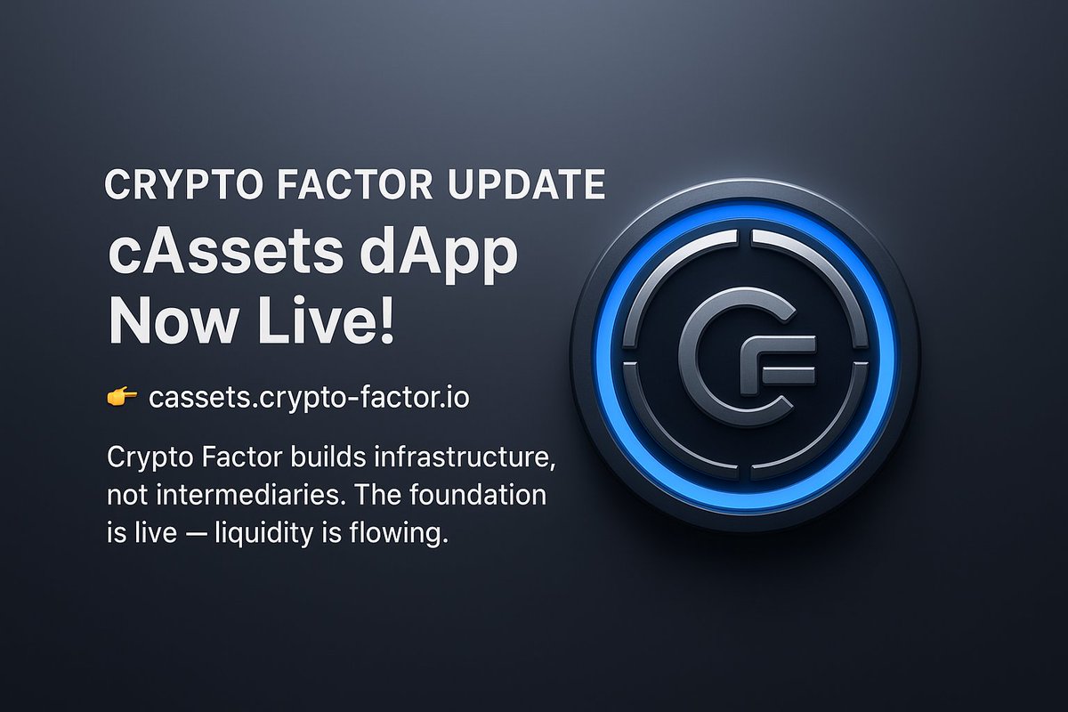 web3enthx's tweet image. Crypto Factor Update — cAssets dApp Launch + cUSDC Live!
Big milestone today the new cAssets dApp is officially live! 
 New dApp Launch.
  cassets.crypto-factor.io ..
Who ever gets out now 
That will be of his own lost because this will surely go higher
#web3 #ape #cryptofactor