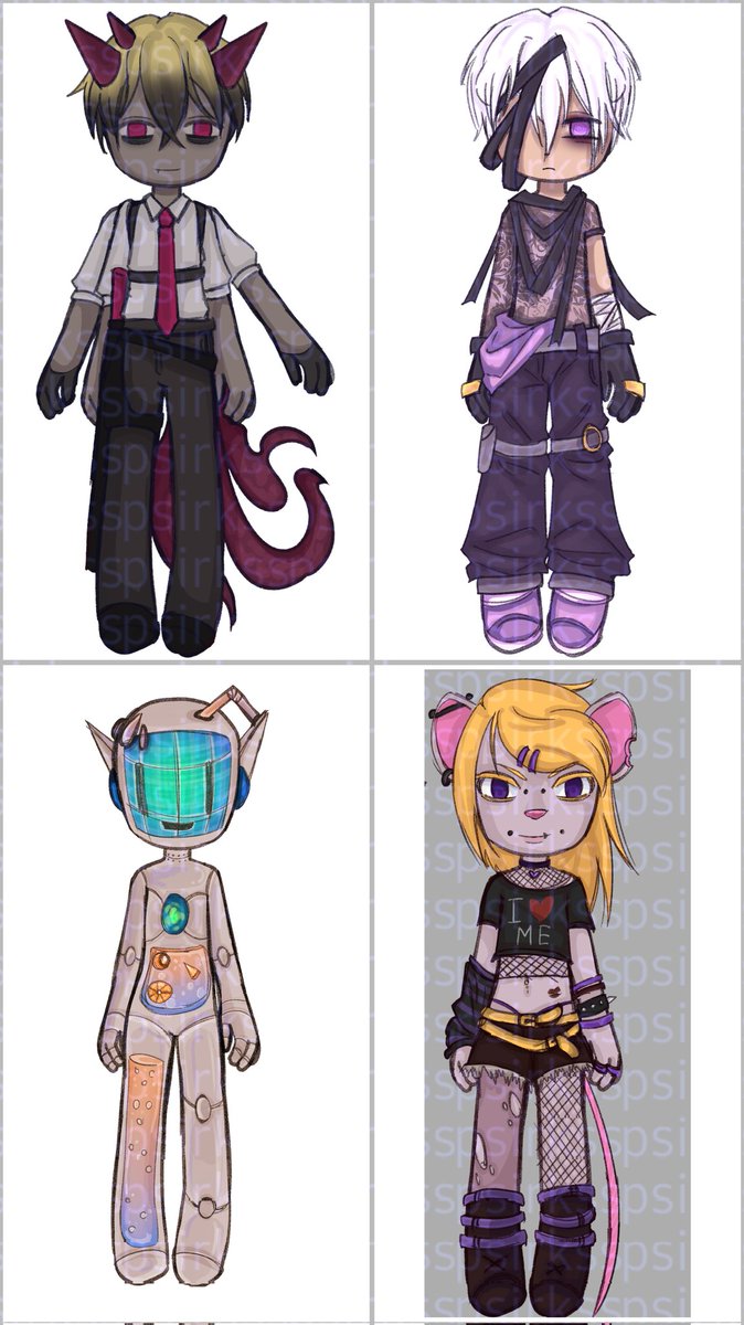 psirkss's tweet image. Активні адоптики по 100-50гримнів
(За 150 можу ще чібі артик додатковий намалювати) 
Оплата моно або приват⚡
Після оплати кидаю вам файликом без вотермарок і передаю всі права на персонажа 🤍
Писати тг : @/shewioo
#украрт #адопти #комішки #Adopted