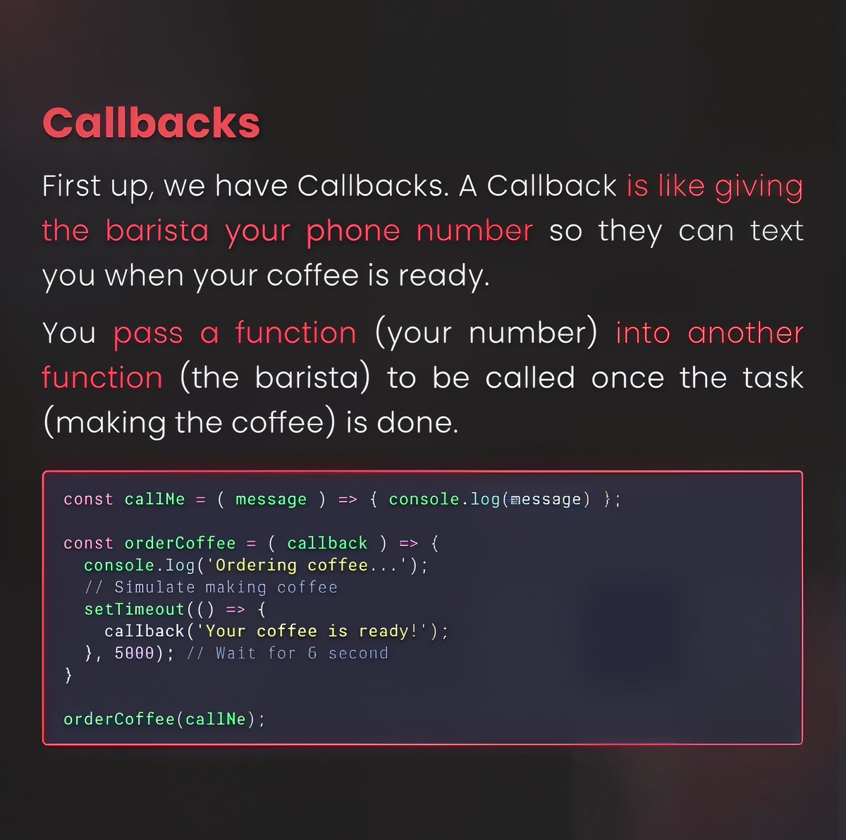 11xcoder's tweet image. Callbacks vs. Promises: The essential guide for every JavaScript developer!➡️
#JavaScriptTips #CodingLife #AsyncJS #PromisesVsCallbacks #DevLife