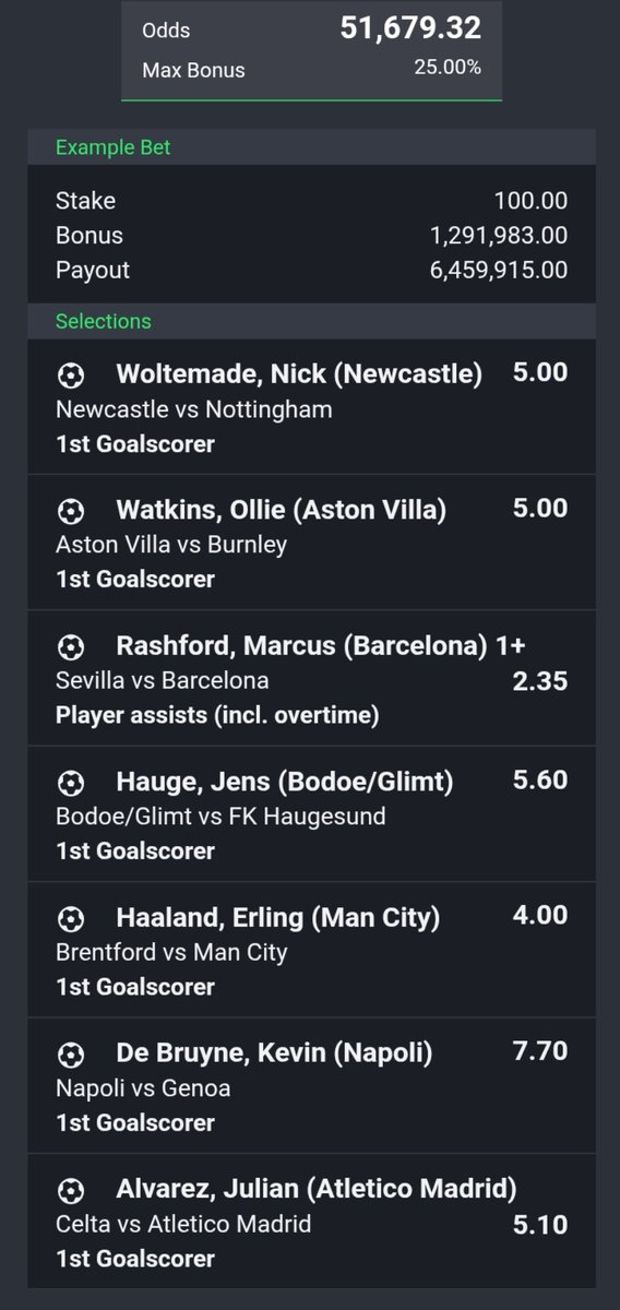 1st GOALSCORER 🔥🔥🔥

Good to dream right 😊

You saw it here first 🍀💚
SPORTY CODE:
t.me/+T3dXDTAYlpA4O…