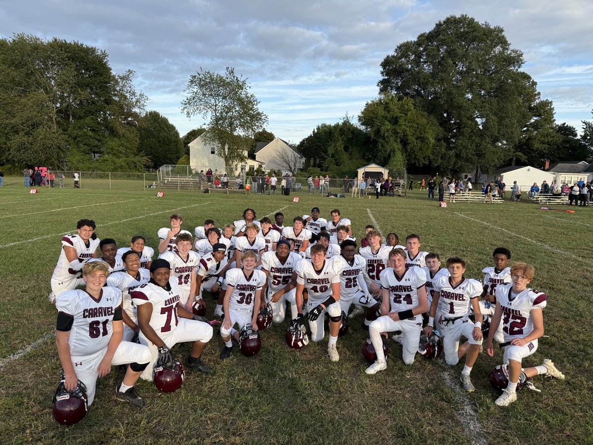 CaravelAcademy's tweet image. Congrats to our MS football team on their win over Fifer on 10.2.25 with a score of 22-0!  Thanks to our MS Cheer squad for supporting the team and bringing lots of excitement to the large crowd that was there cheering for our Bucs.  
#caravelmiddleschoolfootbal