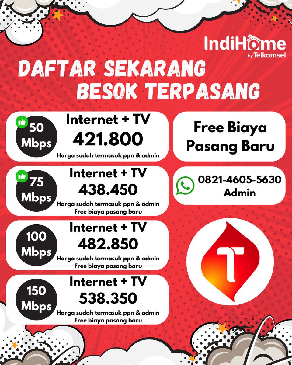DzikryZalfa's tweet photo. Butuh Wifi yang cepat terpasang ?
Pakai Indihome aja!
Daftar sekarang, Besok terpasang
Hubungi 0821-4605-5630
#wifimalangraya #wifimalang #promowifimalang #mahasiswamalang #kosmalang #kontrakanmalang https://t.co/4vk7Zl99Qb
