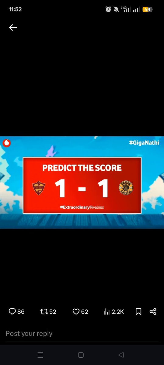 WaleGb's tweet photo. @Vodacom @KaizerChiefs @StellenboschFC Draw in the first 90 min
Khosi 2-1 in Extra Time https://t.co/g3JxfljiKf
