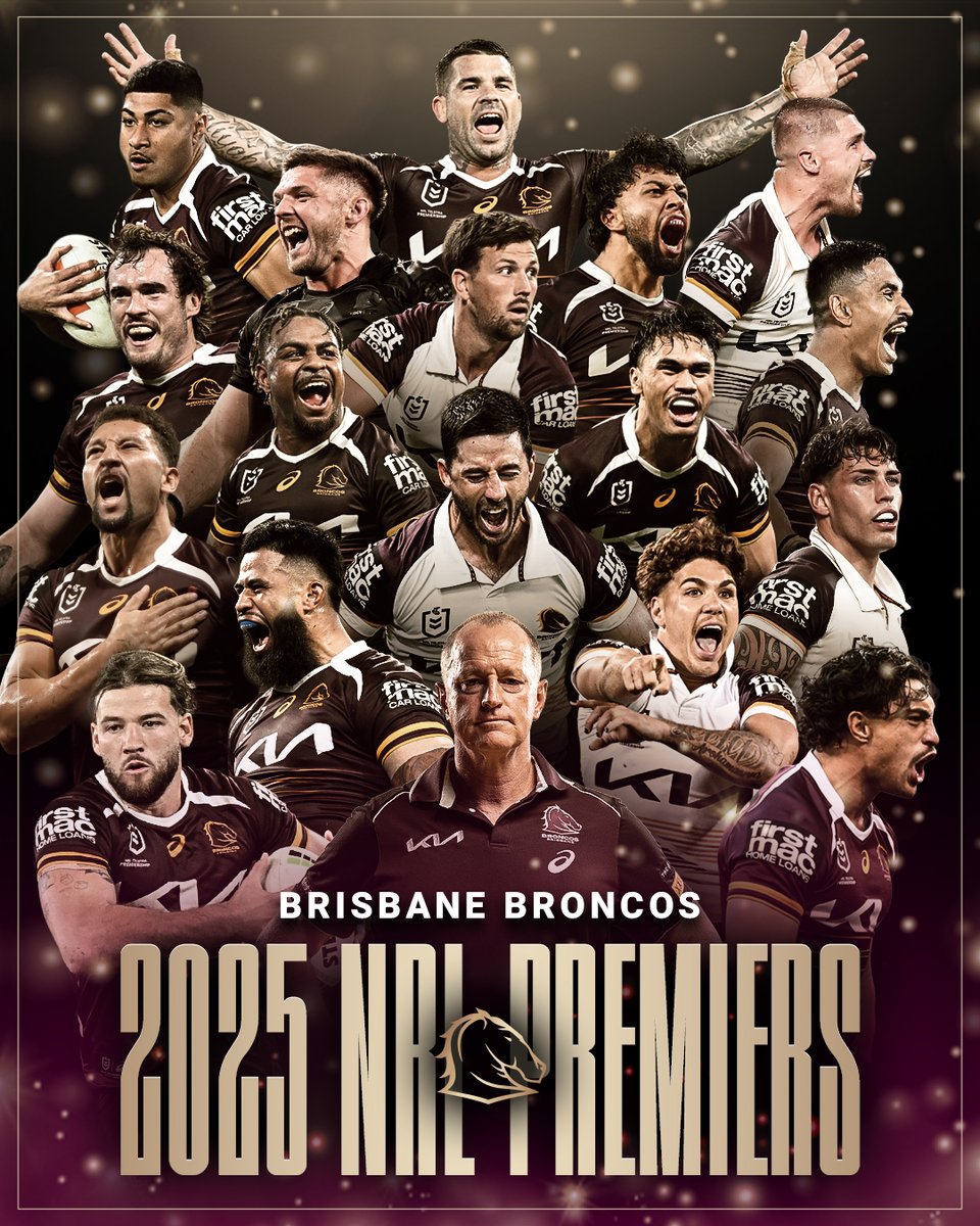 NRL's tweet image. Your 2025 NRL Premiers - The Brisbane Broncos! 🏆