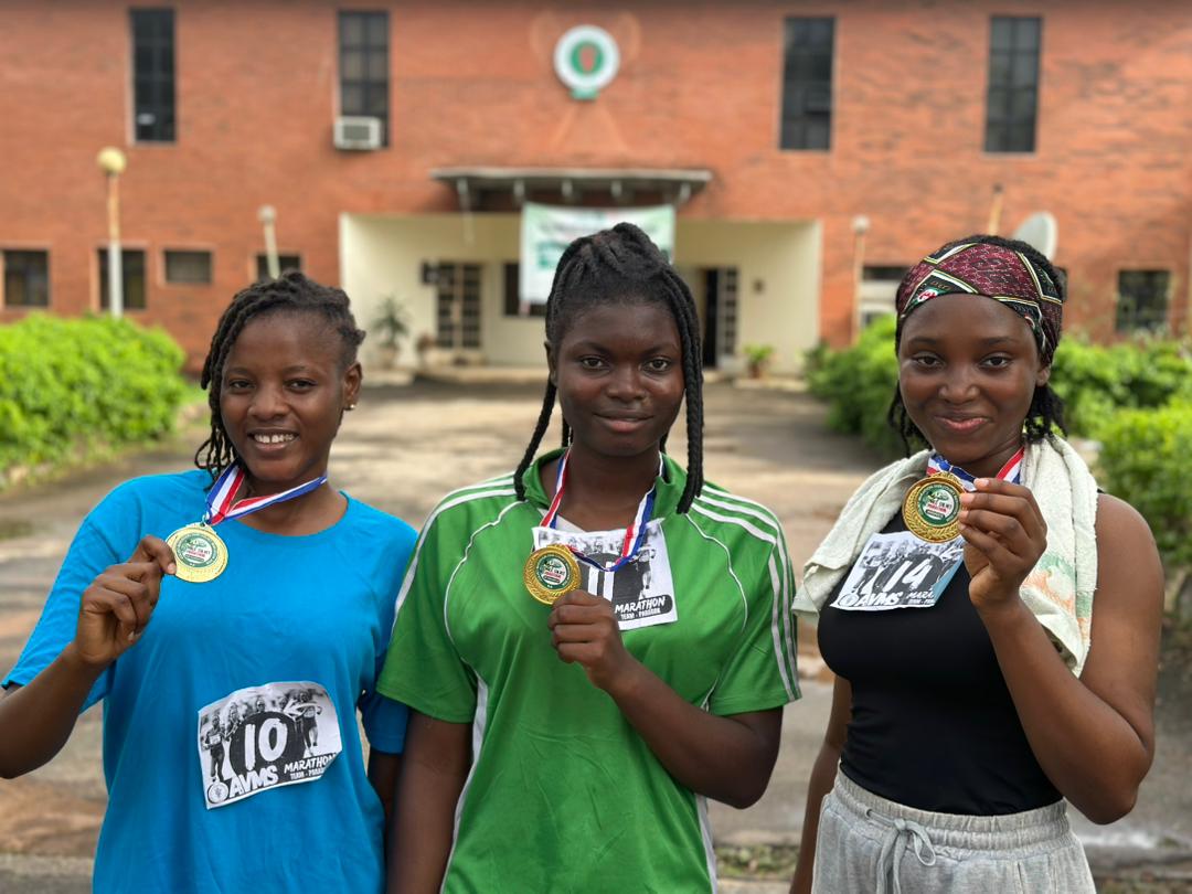 AVMS_FUNAAB's tweet image. Congratulations to our champions...🏅💚
From the Female Category.
🥇 Abigael from DVM2.😌
🥈 Olatundun, Our PRO.🤩
🥉 Mojisola(A repping finalist)🤭
They ran with pride and inspired us all!🤗✨ 
#RunWithPride