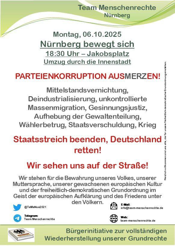 Von welcher Veranstaltung soll ich am Montag berichten?🎥  

1. Bitterfeld AfD Spaziergang🇩🇪 &amp; Antifa Gegendemo🚩  
2. Nürnberg Montagsprotest🇩🇪 &amp; Antifa Gegendemo🚩

Hier könnt ihr abstimmen:
youtube.com/post/Ugkx9ZrPk…