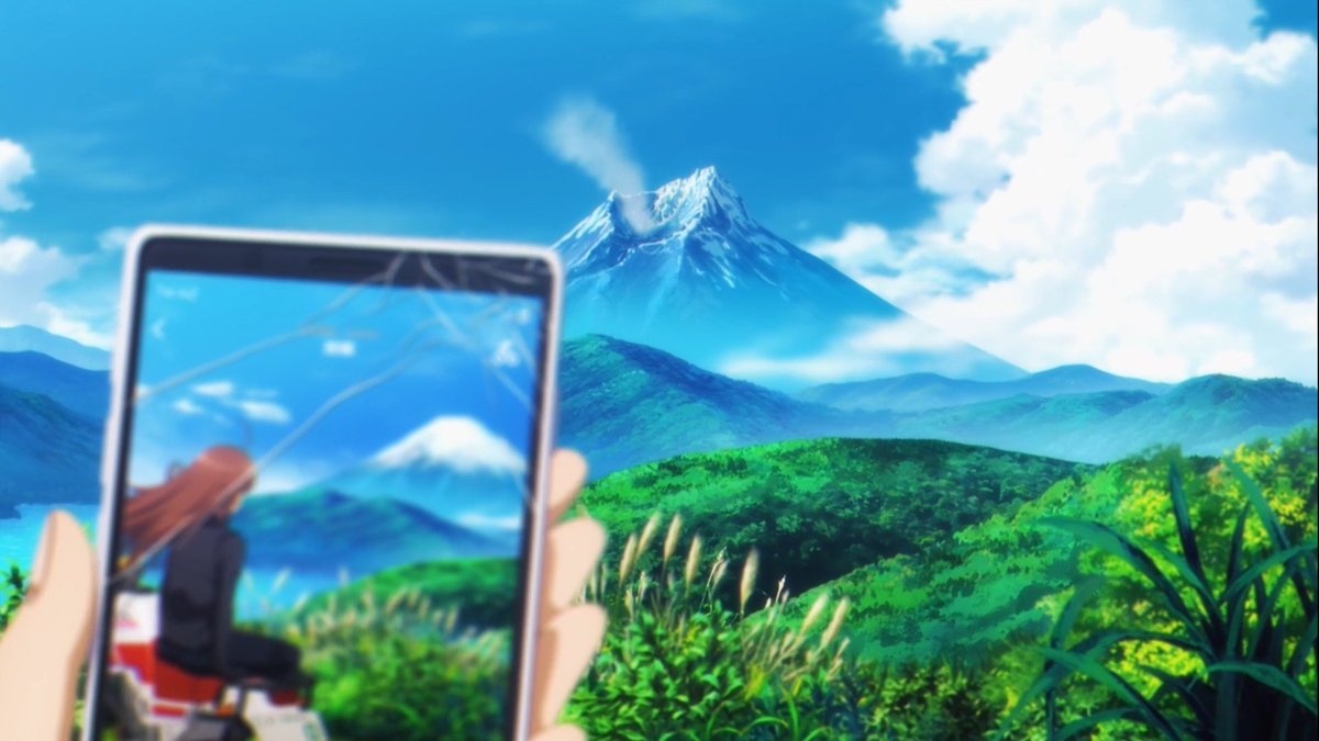 reonor08's tweet image. #終末ツーリング 1話
#2025秋アニメ 
誰もいない終末世界を旅する少女、ヨーコとアイリ。2人の少女と1台のセローが滅んだ日本を駆け回る――

原作は漫画
ジャンルはSF、旅
作画は良！背景美術気合入ってます😊
呑気な二人だなっと心配したが後半の展開に納得
富士山が…🥺
(↓もう少し)