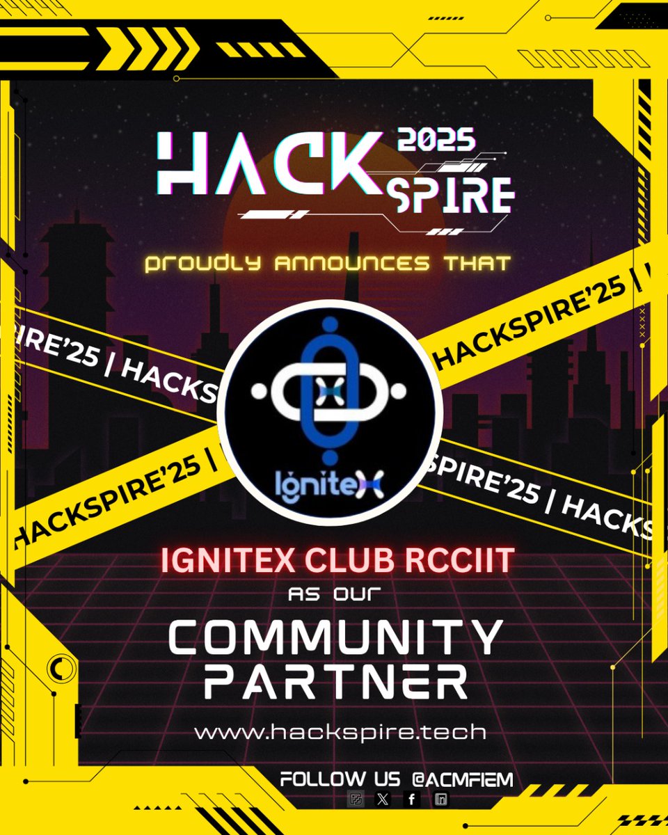 acmfiem's tweet image. Our hopes are truly ignited! 🔥
The FIEM ACM Students’ Chapter proudly welcomes IgniteX Club, RCCIIT, as a Community Partner for HackSpire’25! 💫
Couldn’t have asked for better hands to shake—let’s make this journey unforgettable! ✨
#FIEMACMStudentsChapter 
#HackSpire2025
