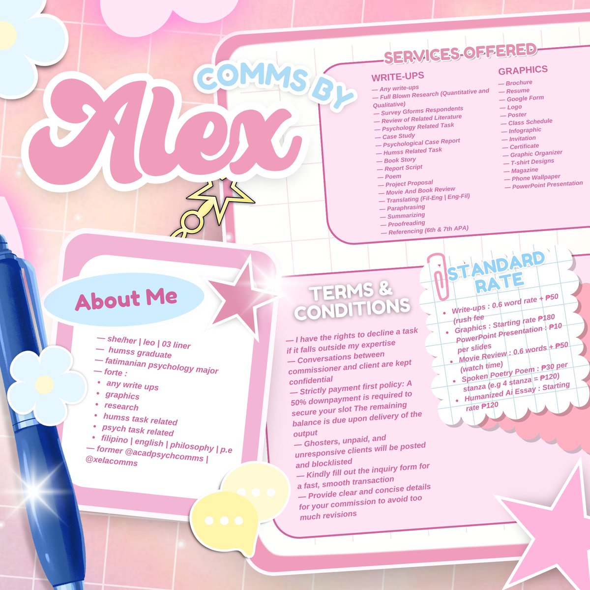 commsbyalex's tweet photo. 🌸 tap into the magic of language and dive into the delightful paradise where every word ignites passion 💫

✉️ commsbyalex@gmail.com 
🎀 vouches #proofsbyalex 
📝 sample works https://t.co/fmkpFdq6wV https://t.co/kdakHfGPem