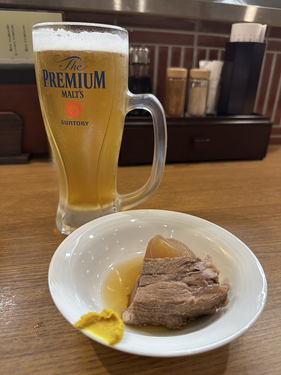 Yad7373_'s tweet photo. 帰りますの新幹線に間に合う時間で滑り込みー☺️

牛たん料理 閣 名掛丁店
牛たん定食（5枚）&amp;生ビール🍺
（角煮は🍺のお通し）

#NELKE
#NELKEはガチ
#Diary
#Diary_Tour https://t.co/PINn4JIn2k