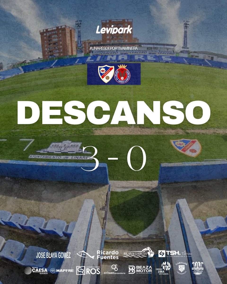 ⌚45’ | 3️⃣-0️⃣ | 🔚Final de la primera parte 

⭐Levipark

#LinaresDeportivaMinera