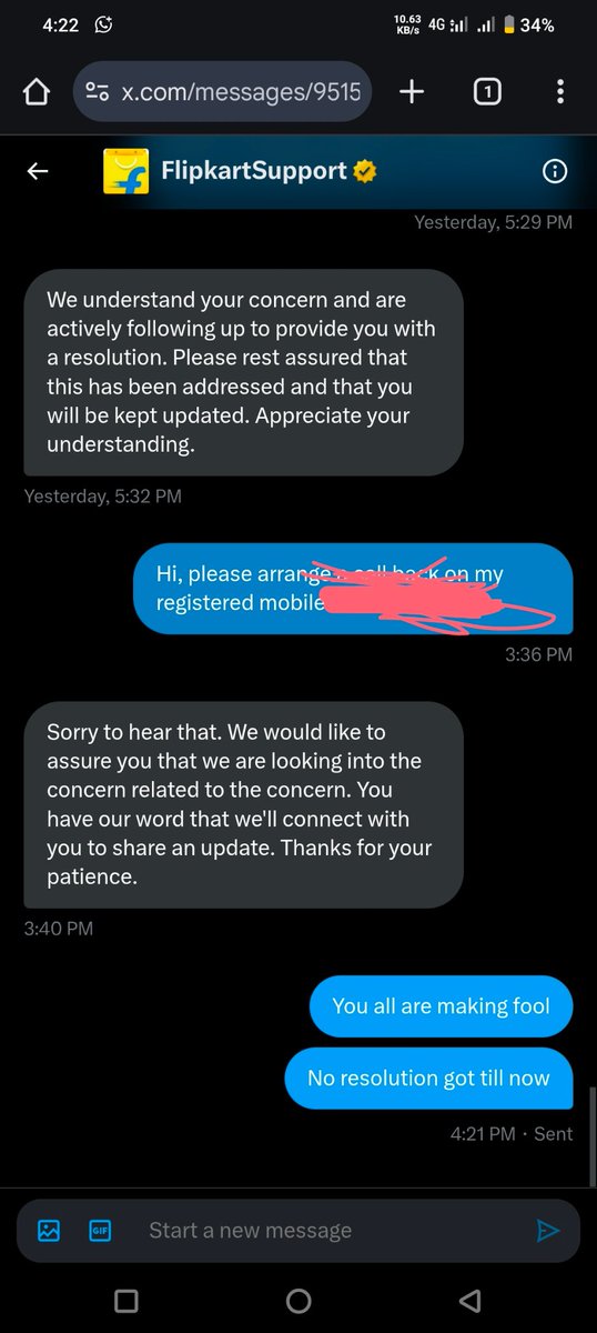 SelectionTalks's tweet photo. How @flipkartsupport making fool in the name of resolutions. I complained multiple times but no resolution got. Just copy and paste same msg in every chat. https://t.co/mVvoIK6tUg