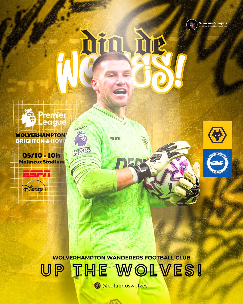 ColunaDosWolves's tweet image. 🐺⚽• 𝙃𝙊𝙅𝙀 𝙏𝙀𝙈 𝙒𝙊𝙇𝙑𝙀𝙎!

Hoje neste primeiro Domingo do mês de Outubro, o Wolverhampton vai à campo enfrentar o Brighton &amp;amp; Hove Albion pela 7° Rodada da Premier League. Os Wolves vão enfrentar os Spurs dentro de casa, no gigante Molineux Stadium, a partida irá…