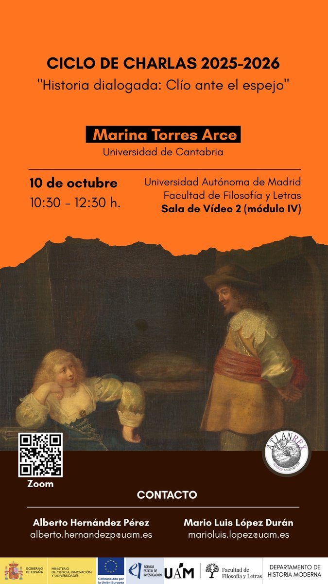 Atlanrex's tweet image. ¡Vuelve el Ciclo de Charlas &quot;Historia Dialogada: Clío ante el espejo&quot; en su 2ª edición!
🗣️ Marina Torres Arce @unican @GrupoMundus 
📅 10/10
⏰ 10:30-12:30
🏛️ Sala de Vídeo 2 (Módulo IV), @FyL_UAM 
Retransmisión por Zoom: us06web.zoom.us/j/86106081506