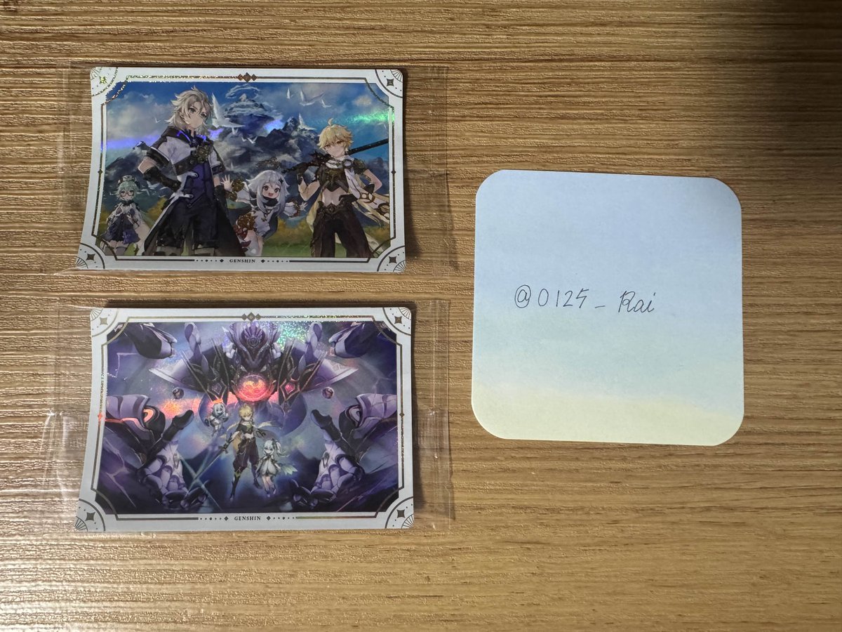 【交換・譲渡】原神 ウエハース　カード  
譲：画像参照  
求：定価（165円）もしくは異種キィニチ
 郵送での交換もしくは譲渡
纏めての方優先 
検索からお気軽にお声かけください！