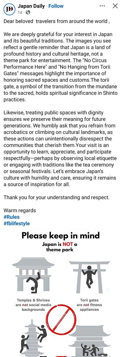 ByRakeshSimha's tweet photo. Like Japan, India should also issue such notices to YouTubers, Instagrammers and Facebookers to respect the sanctity of places of worship. https://t.co/GXSeFYkjYC
