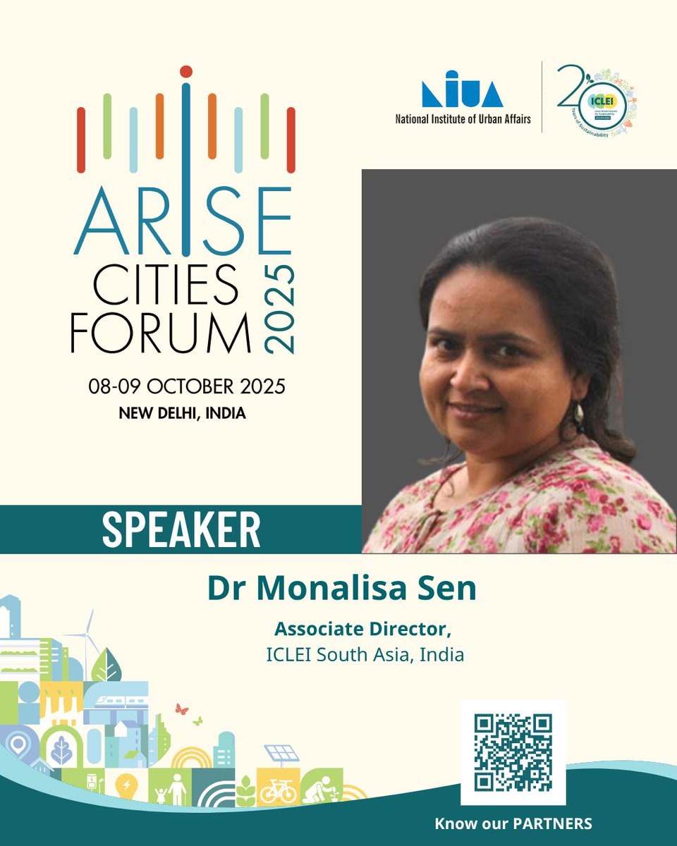 Dr. <a href="/MonalisaSen16/">Monalisa Sen</a>, Associate Director, <a href="/ICLEISouthAsia/">ICLEI South Asia</a> will join us as a speaker at #AriseCitiesForum2025

🗓️ 8-9 Oct 2025 | 📍 New Delhi

<a href="/NIUA_India/">NIUA_India</a>

Details here: arisecitiesforum.org