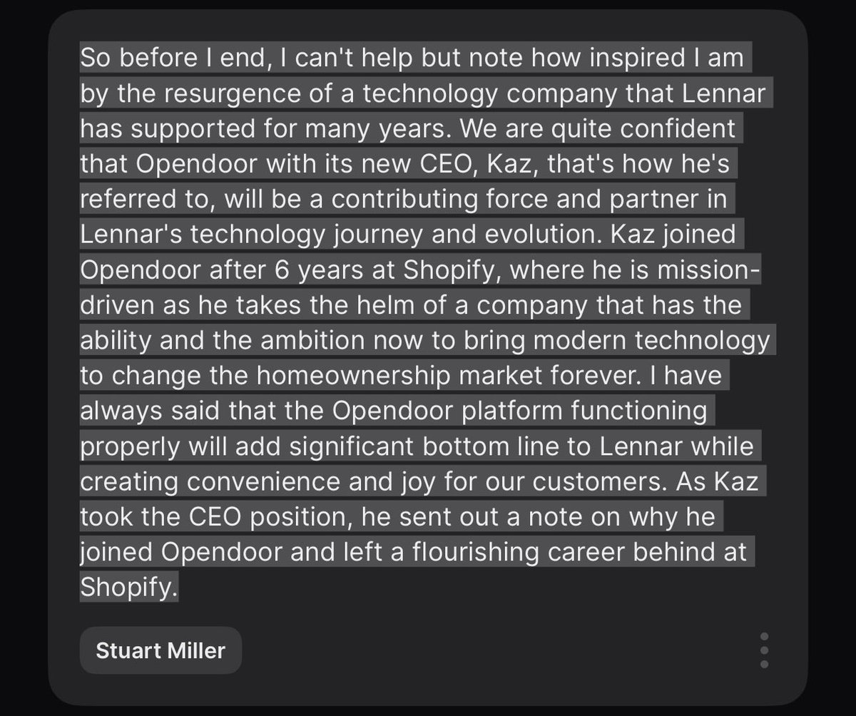 1337u53r's tweet photo. Lennar Co-CEO on their Opendoor partnership and @nejatian.

Very bullish! 🚀

$OPEN https://t.co/qgwrBX2zZd