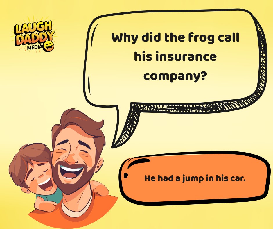 LaughDaddyMedia's tweet image. 🐸 Tag someone who drives a bumpy ride! #DadJokes #FrogHumor #CarPun