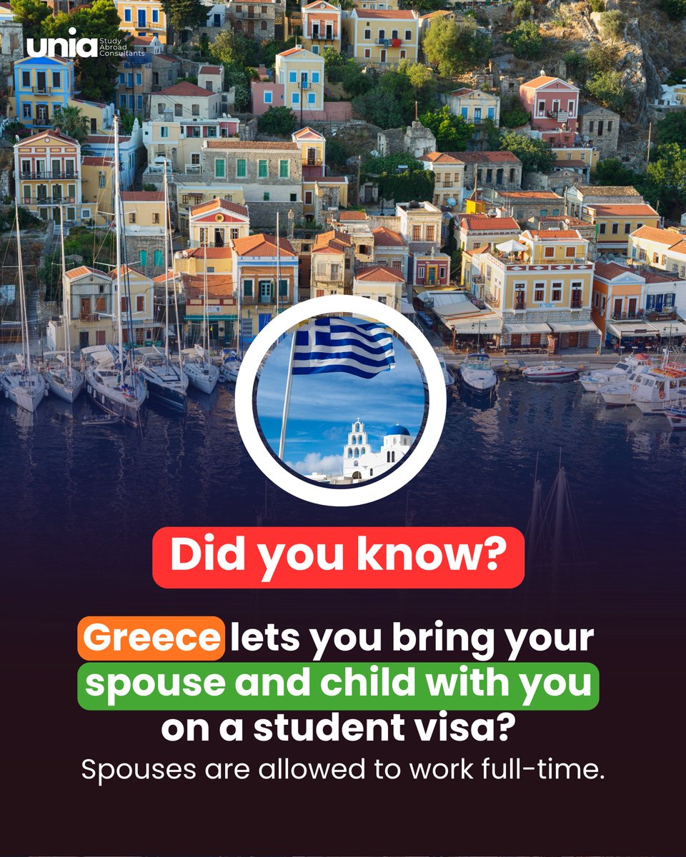 uni_ambition's tweet image. 🇬🇷 Greece isn’t just history &amp;amp; islands anymore — it’s Europe’s hidden study-abroad gem!

🎓 Tuition ₹9–10L/yr | Living €700/mo
💼 Work 20 hrs/week | €5–8/hr
🚀 1-yr post-study work | Schengen access 🌍
English programs + apply without IELTS

#StudyInGreece #StudyAbroad