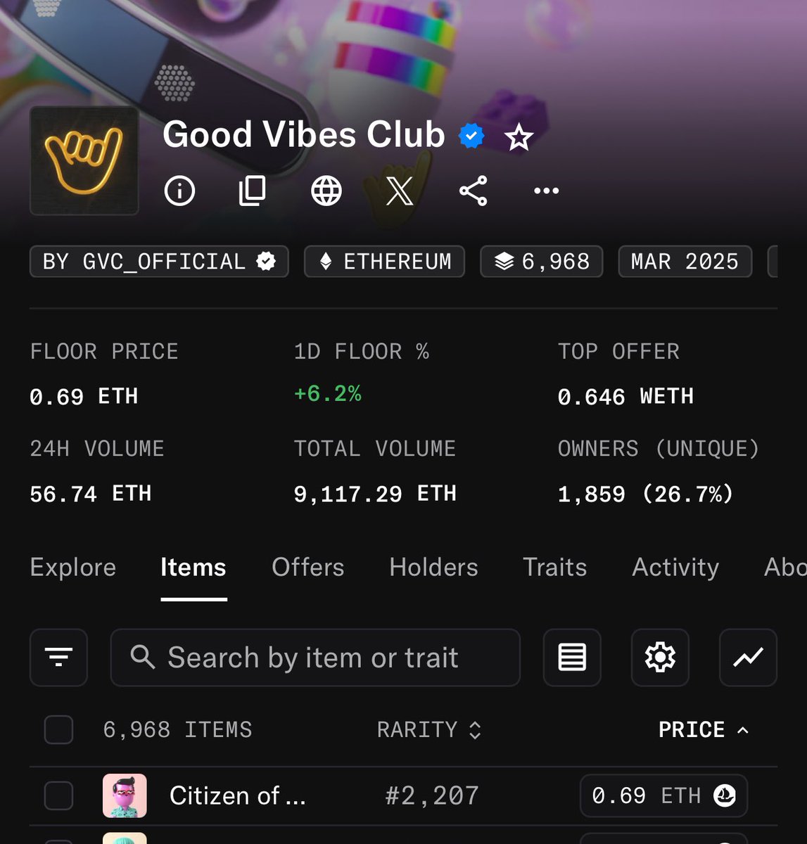Here we go again:
FP of <a href="/goodvibesclub/"></a>: 0.69 ETH 🤙