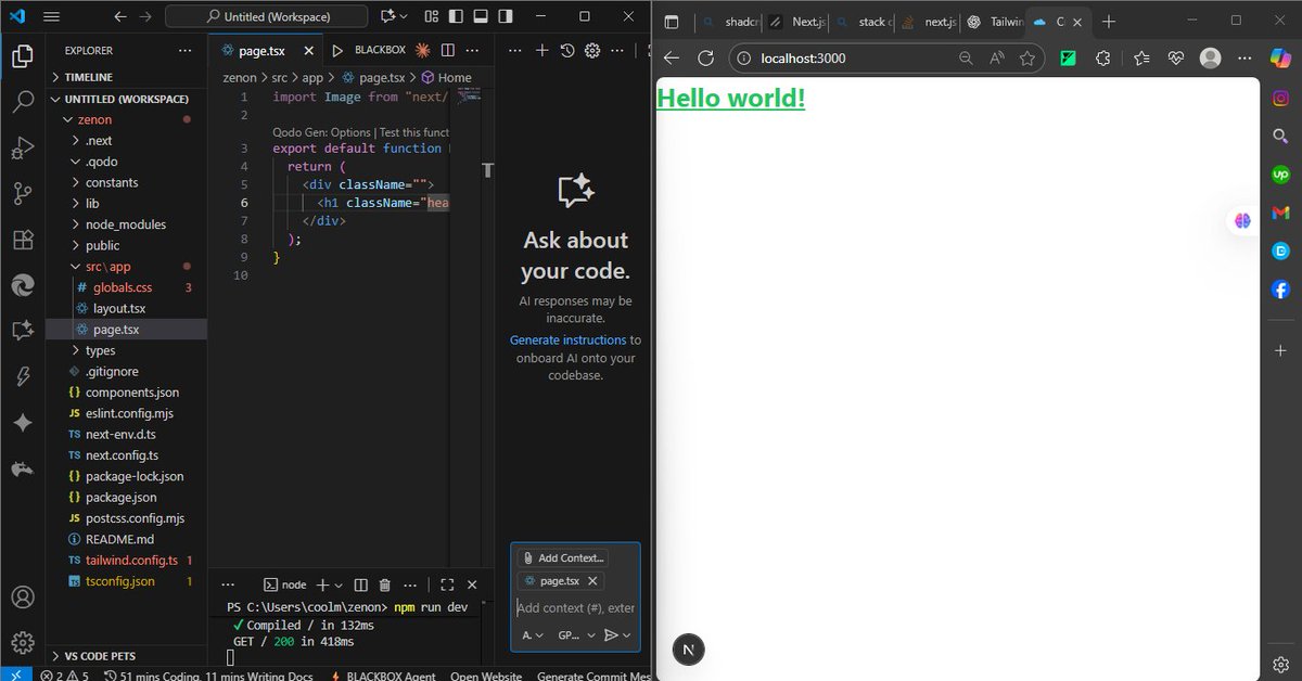 IdrisByte's tweet image. #30daysofcode
Finally decided to start today, did some file structuring
--found a way to use the talwind v3 utility classes in v4 after countless stack overflow deep dives and fighting with ChatGPT (but my strength is too much😂)
--Day 1 isn't over yet, I can still do more