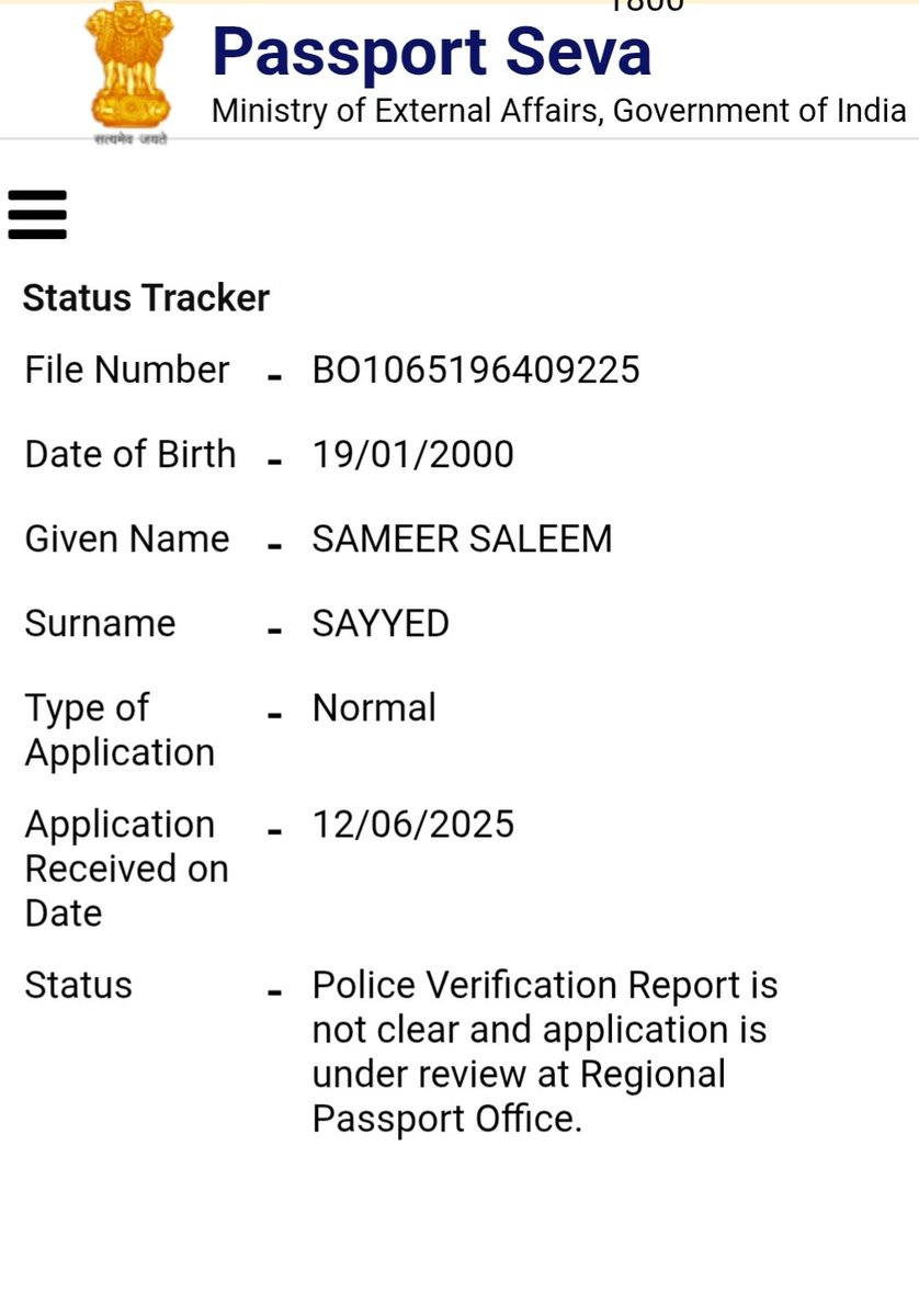 Sam412845's tweet photo. Dear sir / mam, 
Good morning We are apply fresh passport police verification complete ✅ and 4 months ago regional office under process is stuck so please help me. We Received my passport sir please 
File No BO1065196409225

@rpocbe @MumbaiPolice 
@passportsevamea 
@rpomumbai https://t.co/YzVwv80OOm