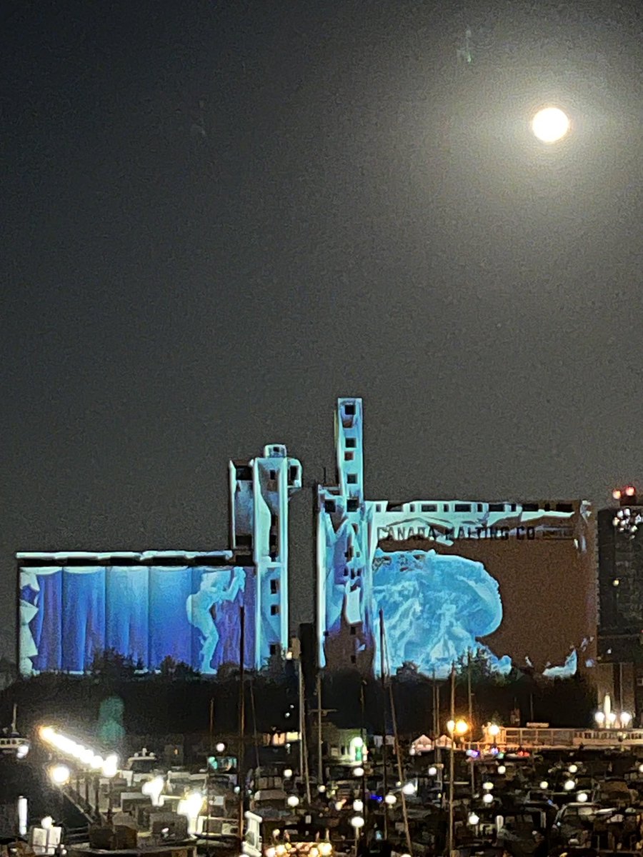 Alofs's tweet image. Stunning artwork and projection from #nuitblanche on the Toronto #harbourfront #nuitblancheto #fullmoon #art
