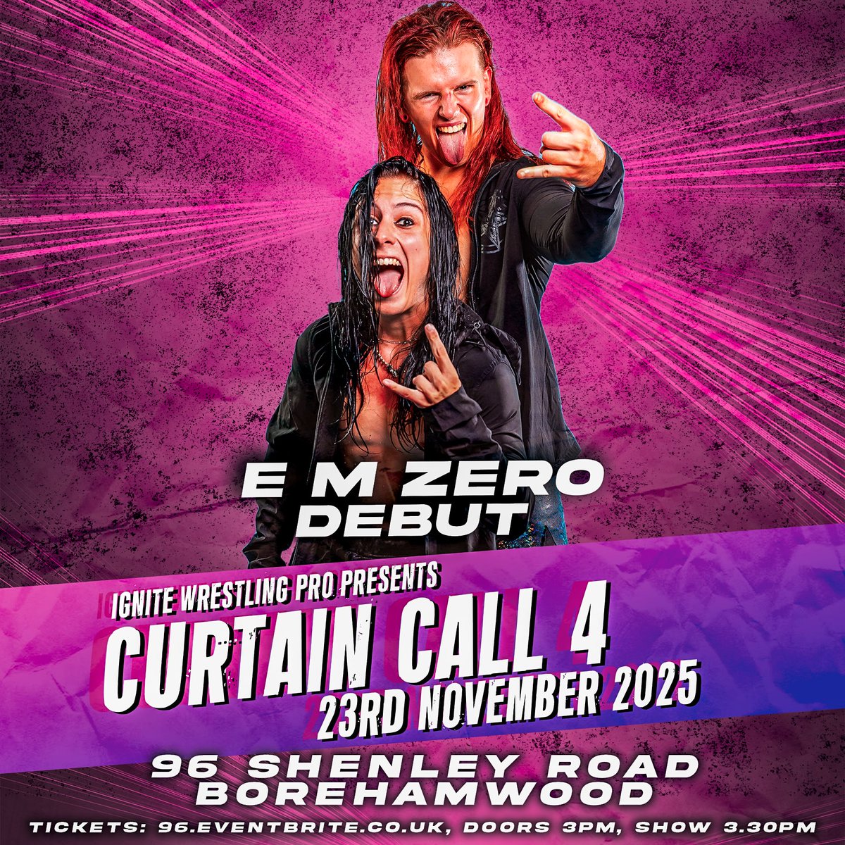 7 weeks till we close out 2025 with Curtain Call 4, and it’s shaping up to be huge!

🔥 Harrison Bennett &amp; Shane Hook return
🔥 E M Zero DEBUT
🔥 2025 Breakout Division winner crowned
🔥 Ignite &amp; HTTB titles defended

🎟️ 96.eventbrite.co.uk
🗓️ Nov 23rd
🏟️ 96 Shenley Road