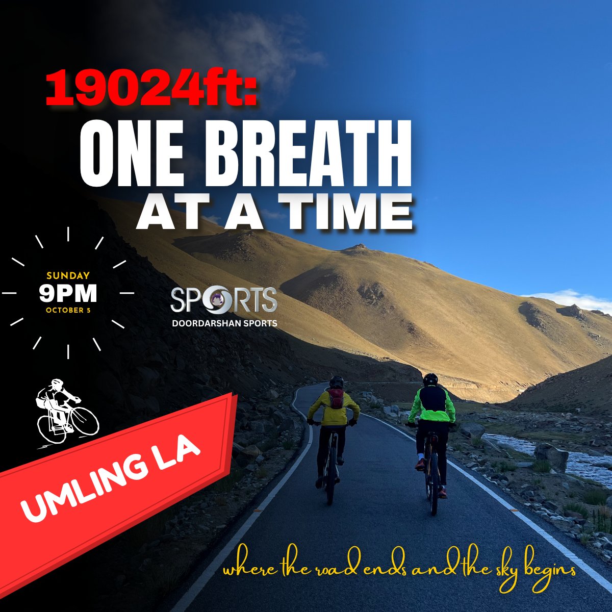 ddsportschannel's tweet image. Pedaling where the road ends and the sky begins ⚡️ 🚴♂️ “19024ft - One Breath at a Time” follows @rajeshkalra bold journey.
Don’t miss it—Today at 9 PM!
#FitIndiaMovement
Story by @oyeekd - Stream here 📲youtu.be/K6EnXL-jIh4?si…