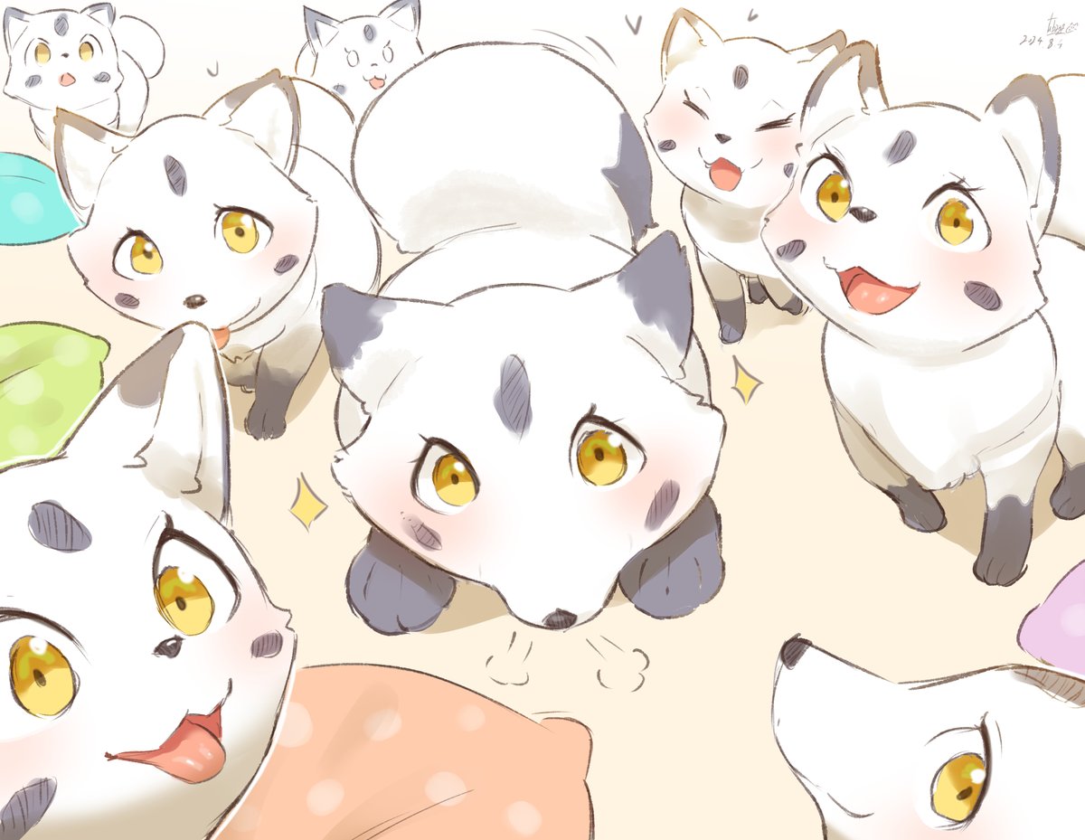 #天狐の日だしTLを狐で狸める
面白そうなタグがあったのでウチの狐ちゃん達を・・🦊✨(オオカミも混じってるけど🐺)