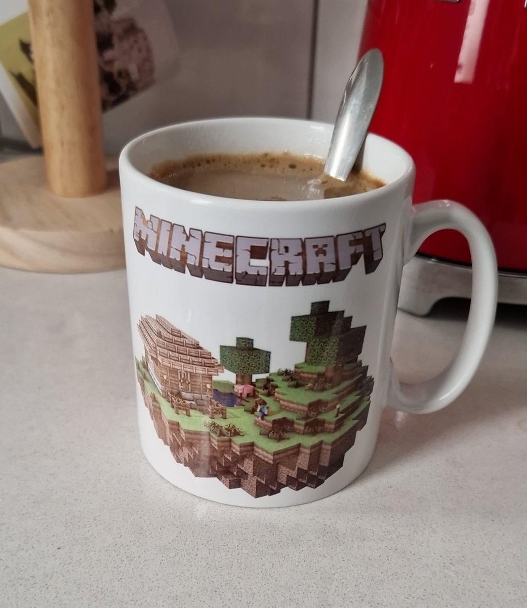 Making coffee for Scott in the only appropriate mug for now that Kurt has reached the farlands! I wouldn't have met my husband without one man's decision to go for a very long walk in a video game 🥰