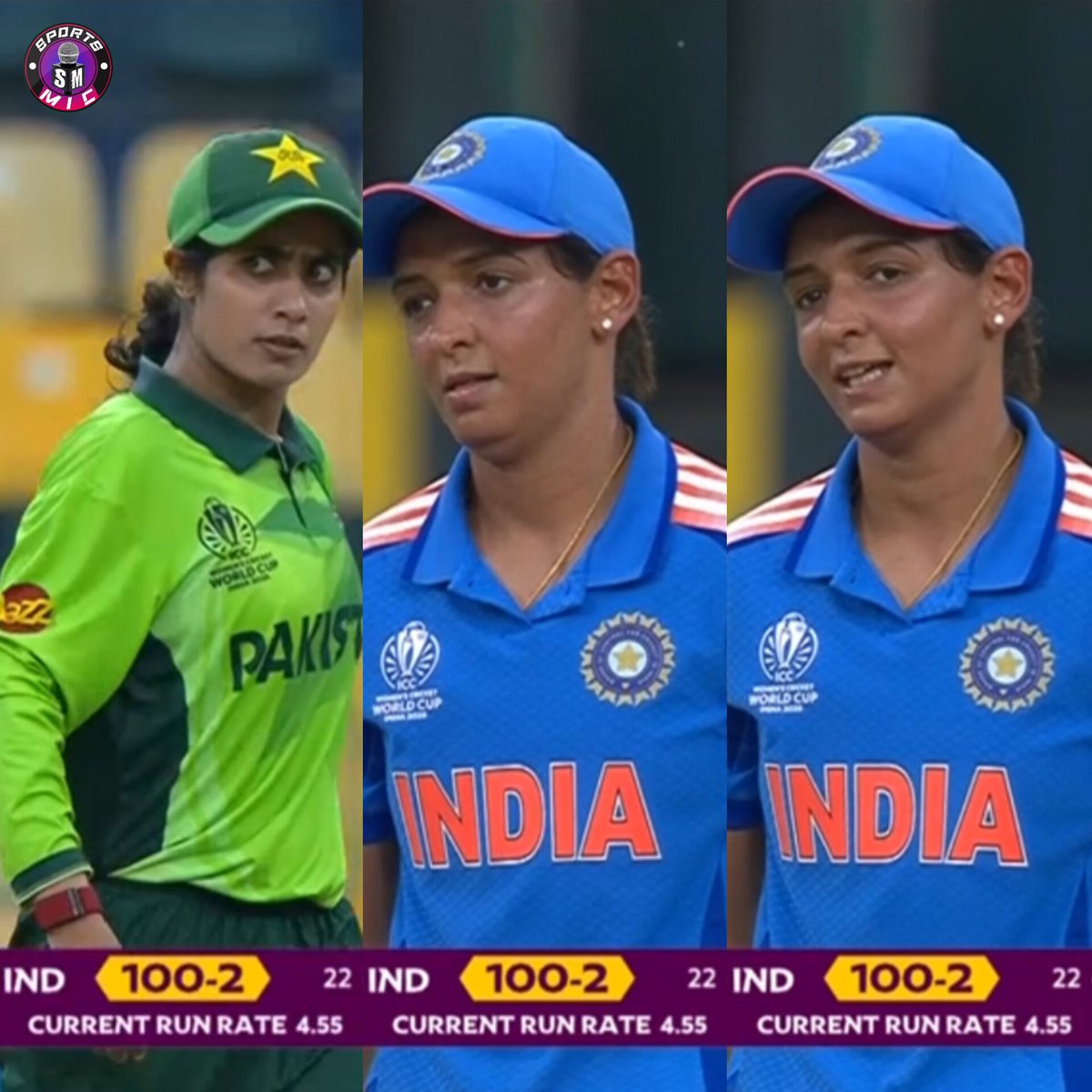 ShakeelktkKhan's tweet image. Some heated and heart touching chat between Nashra Sandhu and Harmanprett Kaur.. Harmanprett blabbering something in return of Nashra look
#INDWvPAKW #CWC