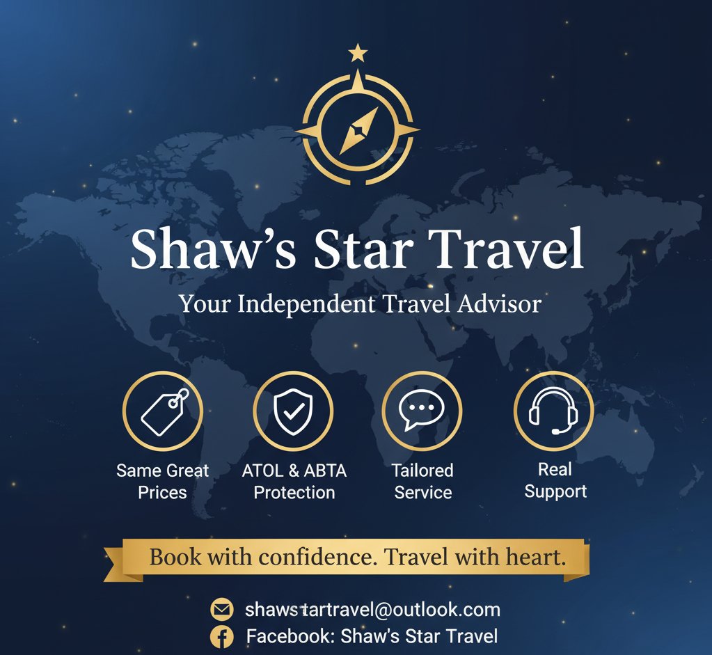 shawsstartrave1's tweet photo. ✈️ Shaw’s Star Travel – Your Independent Travel Advisor 🌟
Why book with me?
💙 Same great prices as the big names
🛡️ ATOL &amp; ABTA protection
✨ Tailored, personal service
🤝 Real support – from start to finish
Book with confidence. Please like and share with friends and family https://t.co/KdQPsbqkyT