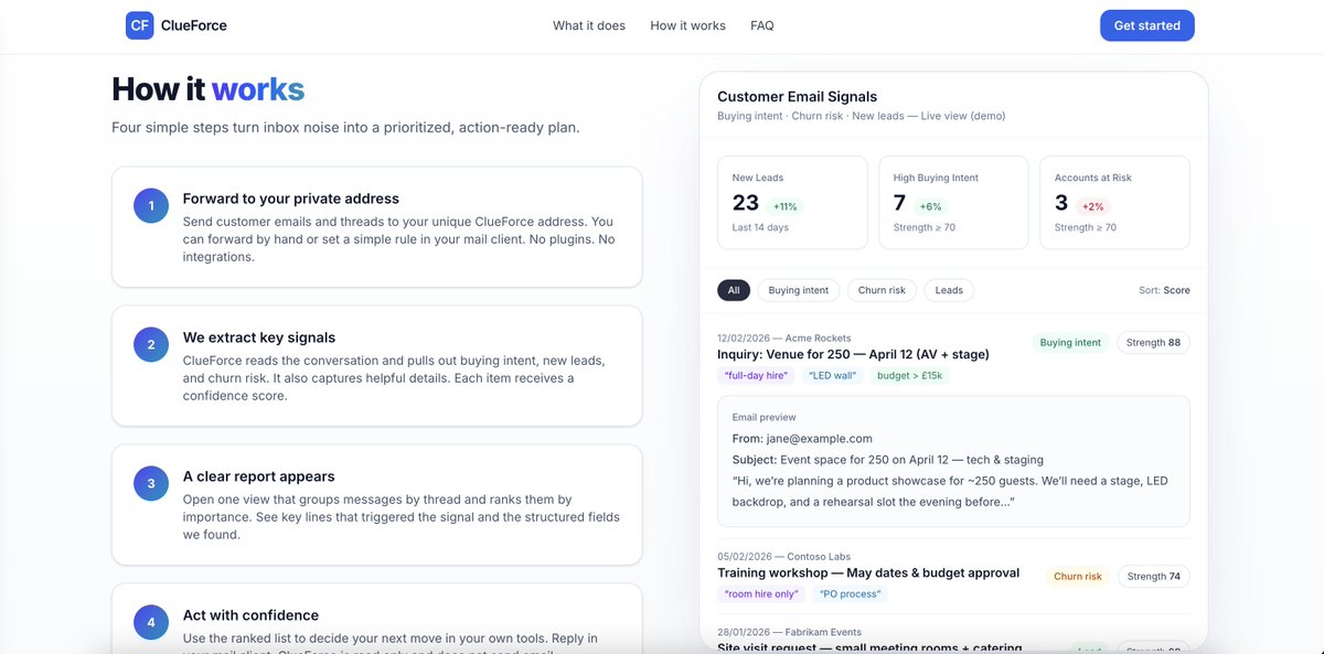 kabat_robert's tweet image. Getting a lot of emails? I&apos;m building ClueForce to find leads in your emails and help you prevent churn. Simple. Join waitlist: bypasslabs.com/clueforce

#saas #earlyaccess #business #emails #LeadGen #ComingSoon #indiehackers #buildinpublic