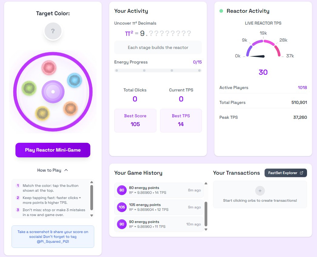VanWeb3's tweet image. 💥 Just played the Reactor Mini-Game on Pi² Network!
🔥 My best score: 105 energy points &amp;amp; 14 TPS!
⚡ Tap fast, avoid misses, and boost your TPS!
#Pi2Network #ReactorGame #Web3Gaming
🔗 portal.pi2.network
@Pi_Squared_Pi2