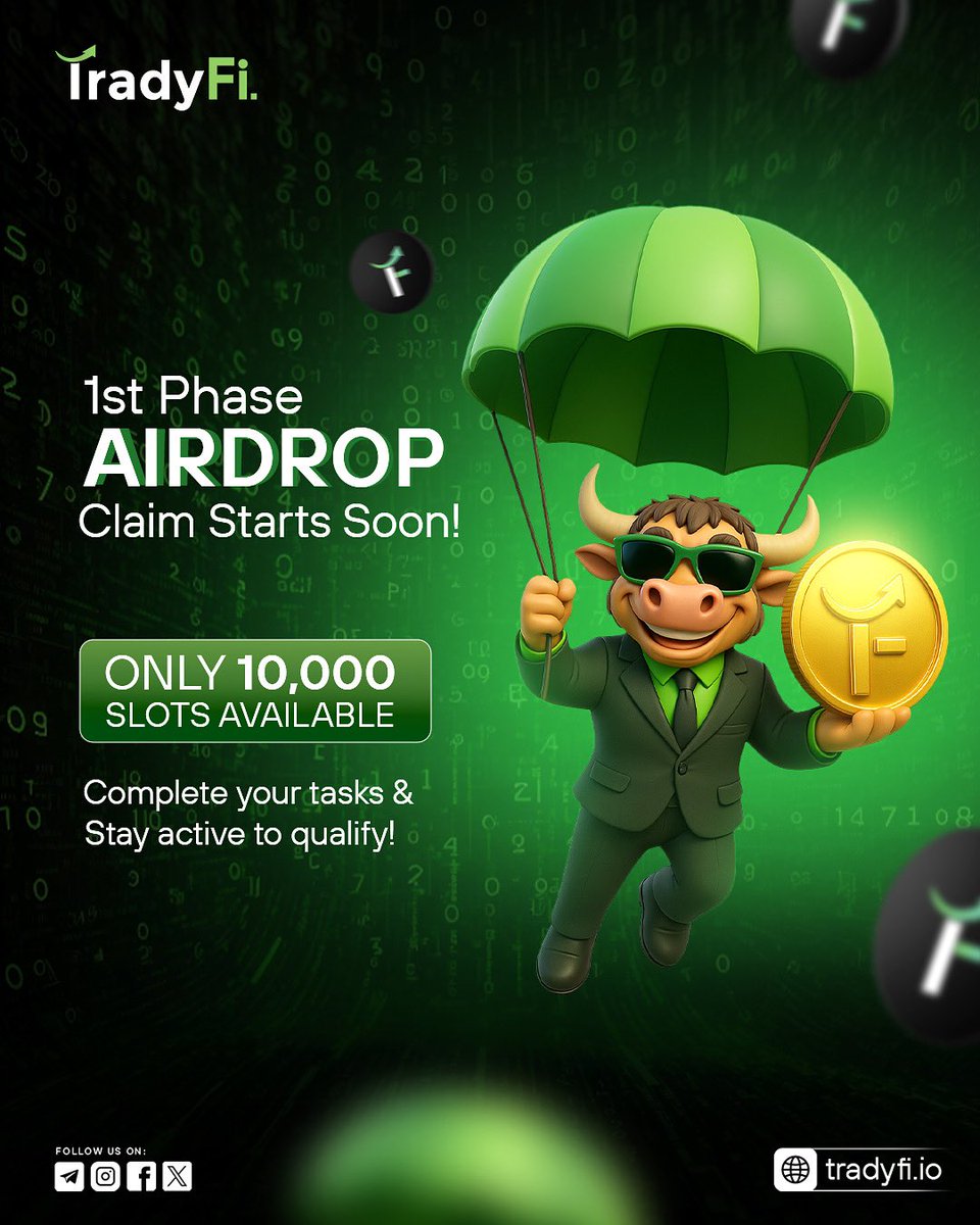 tradyfi_TDF's tweet photo. 🚨 1st Phase $TDF Airdrop Incoming!
Only 10K active bulls will make it to the first claim phase.
Complete tasks. Stay active. Be ready to claim your spot.
💎 #TradyFi #TDFtoken #TON #CryptoAirdrop #Web3Gaming https://t.co/dChRRDpnXs