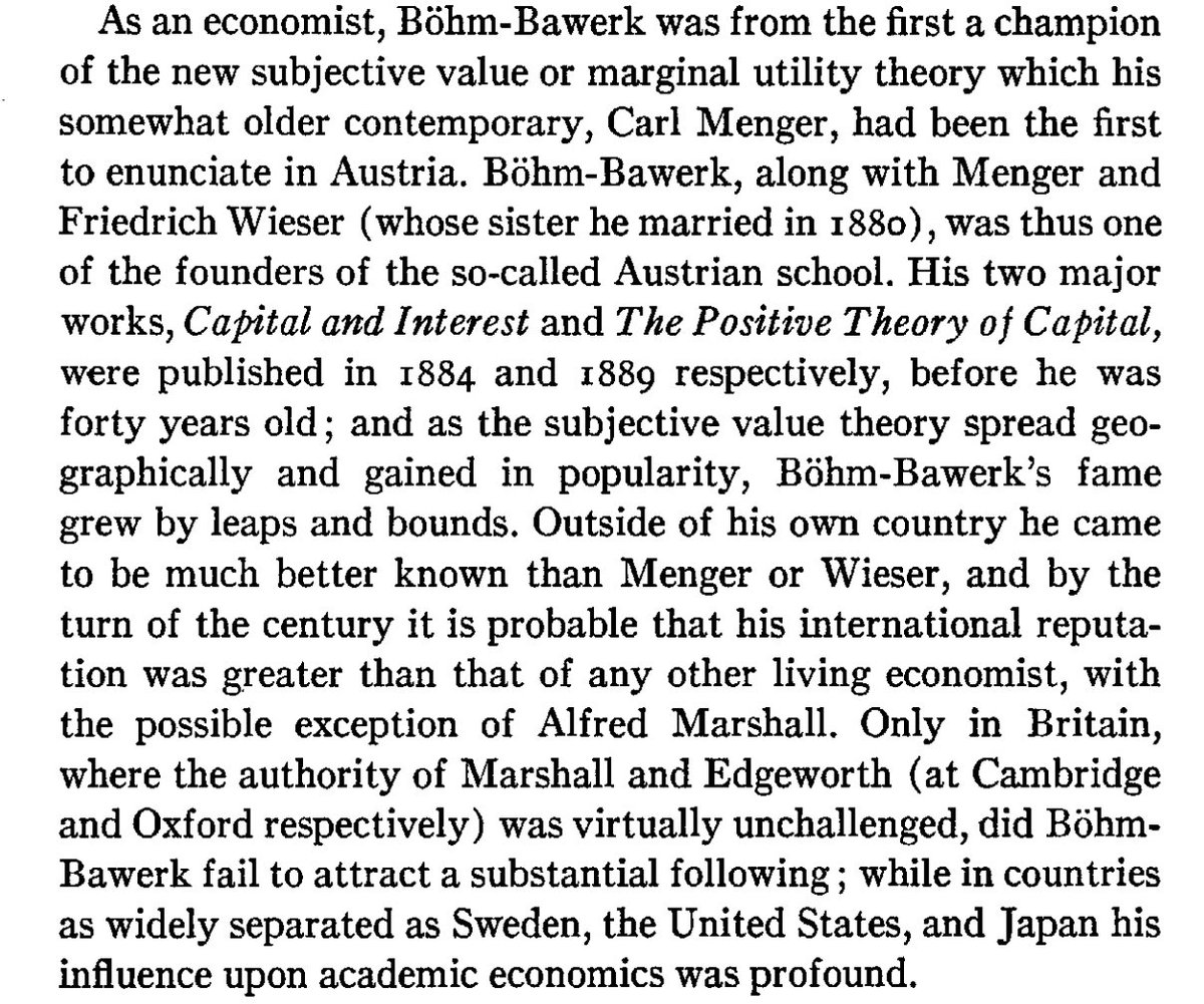 From the editor's introduction to "Karl Marx and the Close of His System." Bohm-Bawerk has been my favorite economist since grad school, and the world recognized his greatness while he was alive.