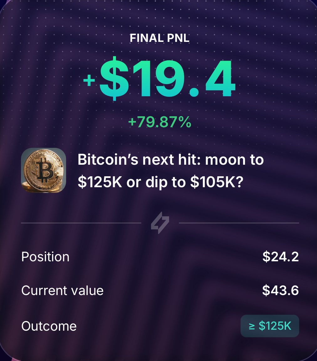 Believe in something 💪 
Well done Pereira and BTC 🔥
<a href="/MyriadMarkets/">MYRIAD</a>