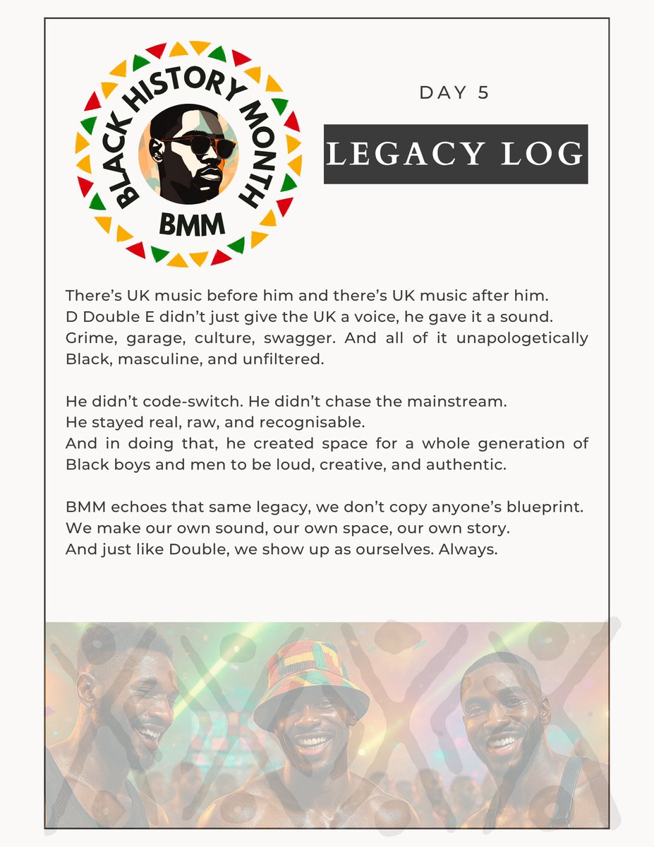 blackmeatmktuk's tweet photo. “I’m just me, and that’s more than enough.-D Double E (@DDoubleE7)
We don’t water it down.
We don’t fit in.
BMM is loud, real and never out of place.
#LegacyLog #BlackHistoryMonthUK #DDoubleE #GrimeLegend #BMM https://t.co/OukZwJj6VU