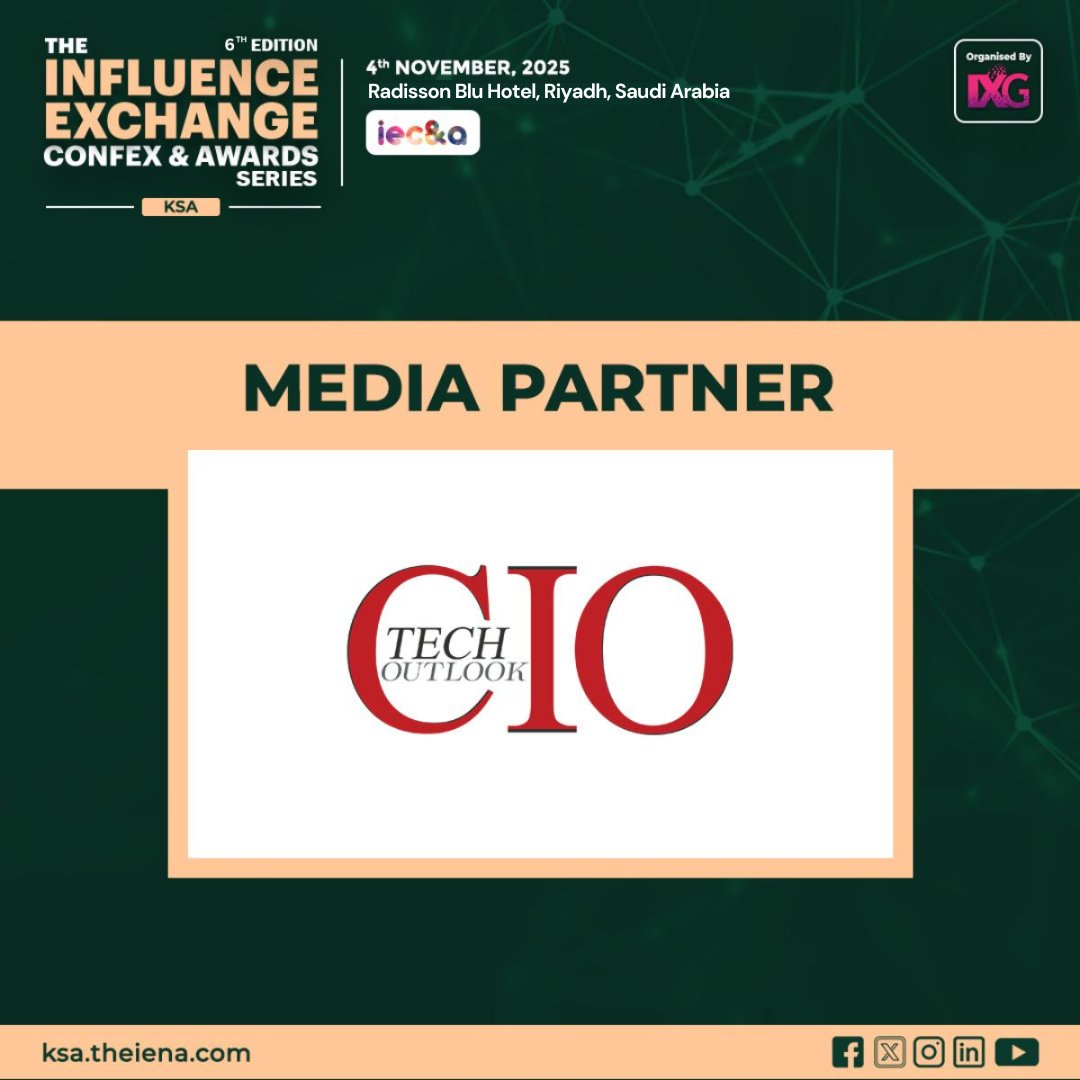 Influence Exchange Group (@ixg2024) on Twitter photo We are delighted to announce that <a href="/CIOTech_Outlook/">CIOTechOutlook</a> has joined us as official Media Partner for the 6th Edition of The Influence Exchange Confex and Awards Series in Riyad, Saudi Arabia.
#influenceexchangegroup #iecna #mediapartner #ciotechutlook We are delighted to announce that <a href="/CIOTech_Outlook/">CIOTechOutlook</a> has joined us as official Media Partner for the 6th Edition of The Influence Exchange Confex and Awards Series in Riyad, Saudi Arabia.
#influenceexchangegroup #iecna #mediapartner #ciotechutlook