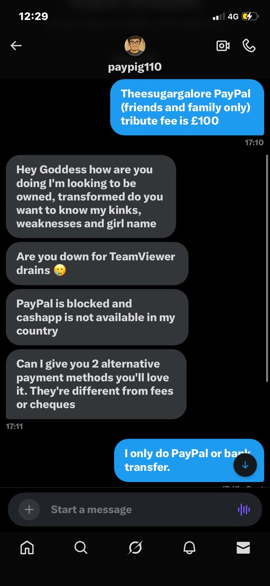 TheeSugarGalore's tweet photo. Don’t fall for this scammer cunt he is not a real paypig.
#fakepaypig #troll #timewaster https://t.co/R1RciIlrTF