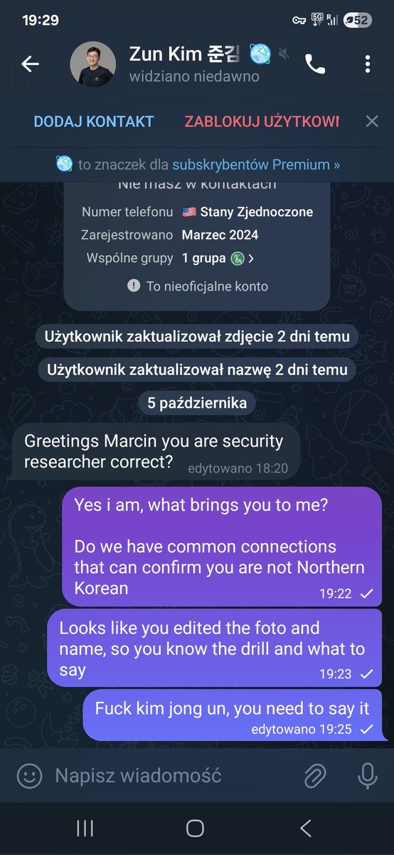 In the current state of Web3 I dont want to connect to anyone via TG or X, even if this is a legitimate person I just prefer to be paranoid