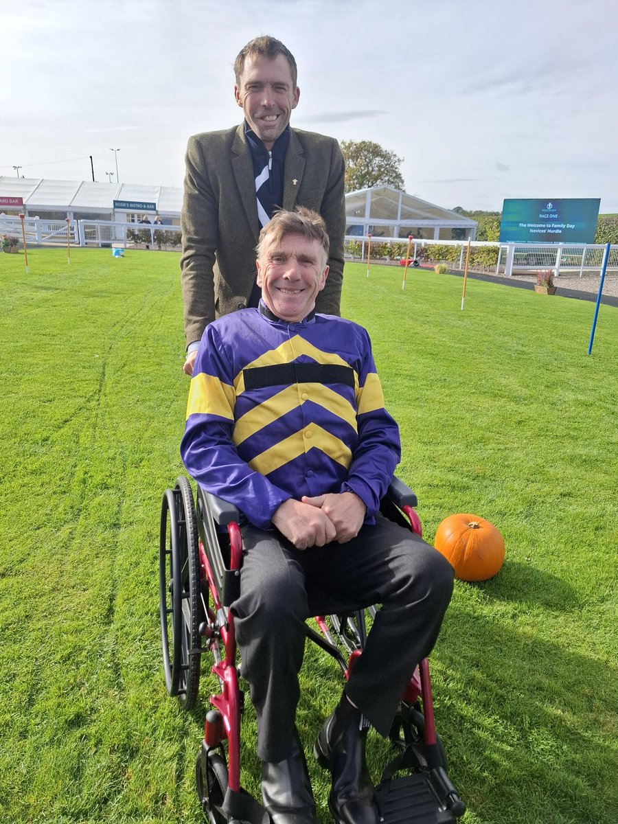 <a href="/IJF_official/">Injured Jockeys Fund</a> Vice Patron Peter Scudamore with son Michael looking confident before the start of Rhona Elliotts <a href="/IJF_official/">Injured Jockeys Fund</a> fundraising wheelchair challenge <a href="/KelsoRacecourse/">Kelso Racecourse</a> today