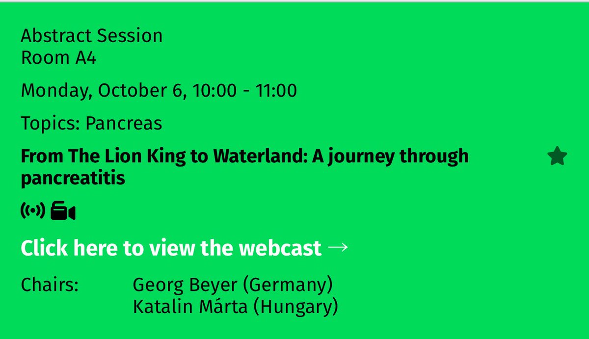 1/3
Guys, if you are in Berlin in the #UEGweek <a href="/my_ueg/">United European Gastroenterology</a>, we invite you to attend on Monday 10am Room A4 the session "From The Lion King to Waterland: A journey through pancreatitis"

We will show the final results of the #WATERLANDtrial, largest RCT in pancreatitis ever