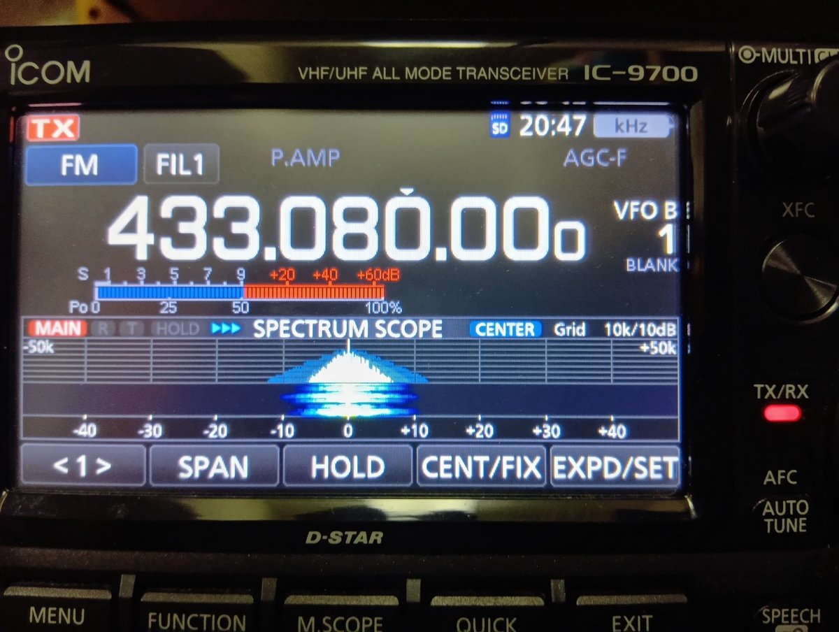久しぶりに無線します
433.08 FM